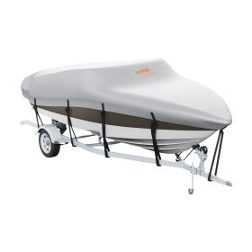 Boat Cover, 17'-19' Trailerable Waterproof Boat Cover, 600D Marine Grade PU Oxford, with Motor Cover and Buckle Straps, for V-Hull, Tri-Hull, Run Boat Cover, 17'-19' Trailerable Waterproof Boat Cover, 600D Marine Grade PU Oxford, with Motor Cover and Buckle Straps, for V-Hull, Tri-Hull, Run